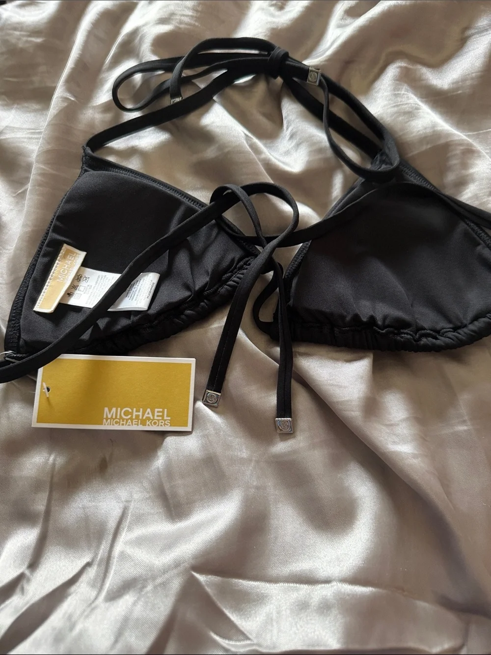 Michael Kors Black Studded Triangle Bikini Top